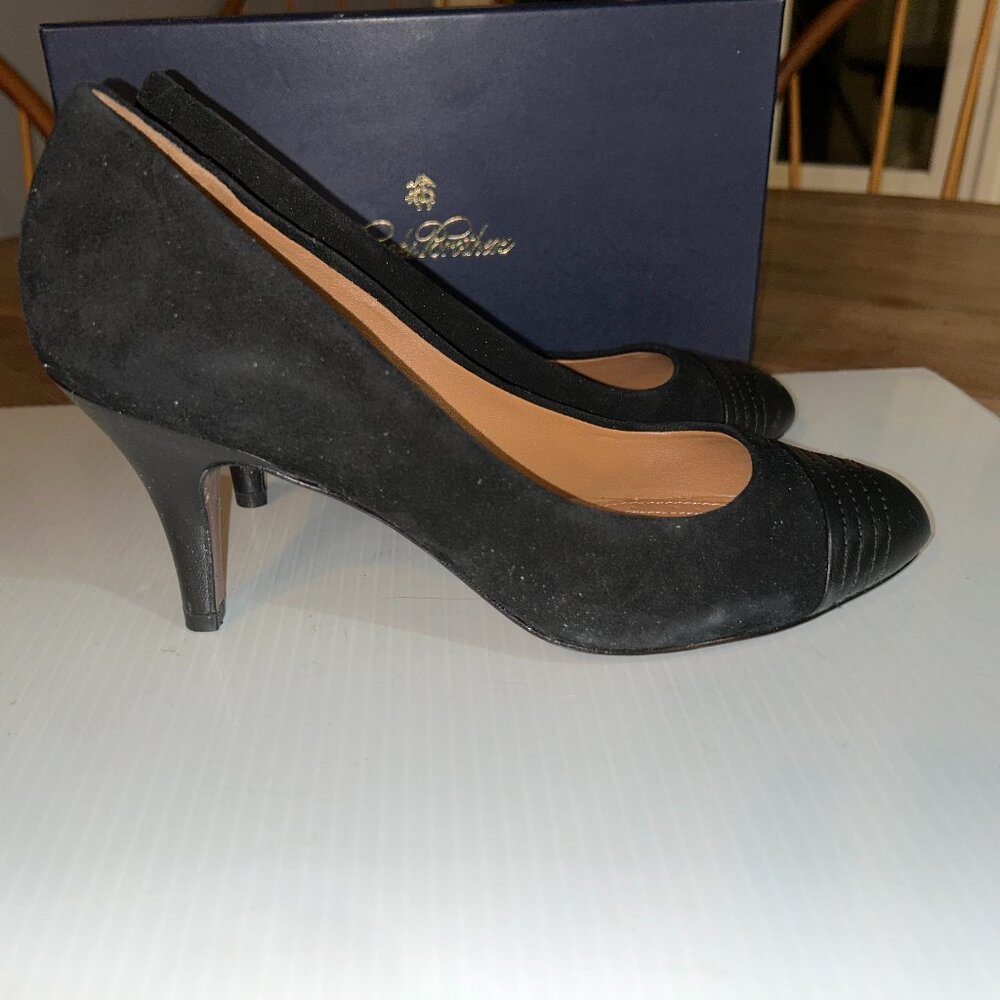Brooks Brothers Women's Black Suede Pump with leather front toe, Size 9
